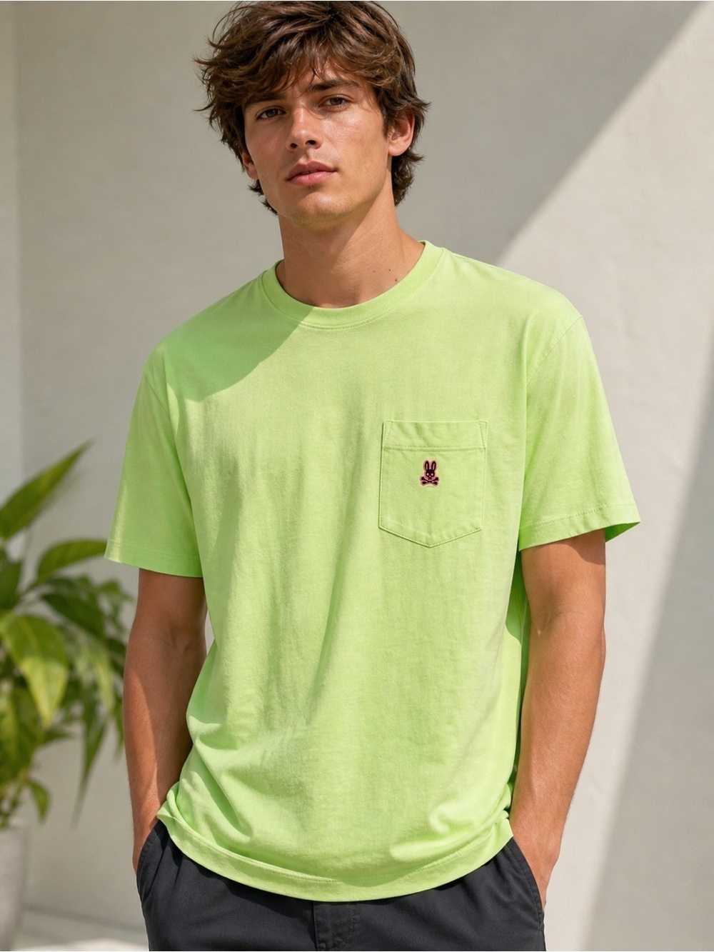 Psycho Bunny Neon Green Tee Shirt XL Pocket Logo Pima Cotton